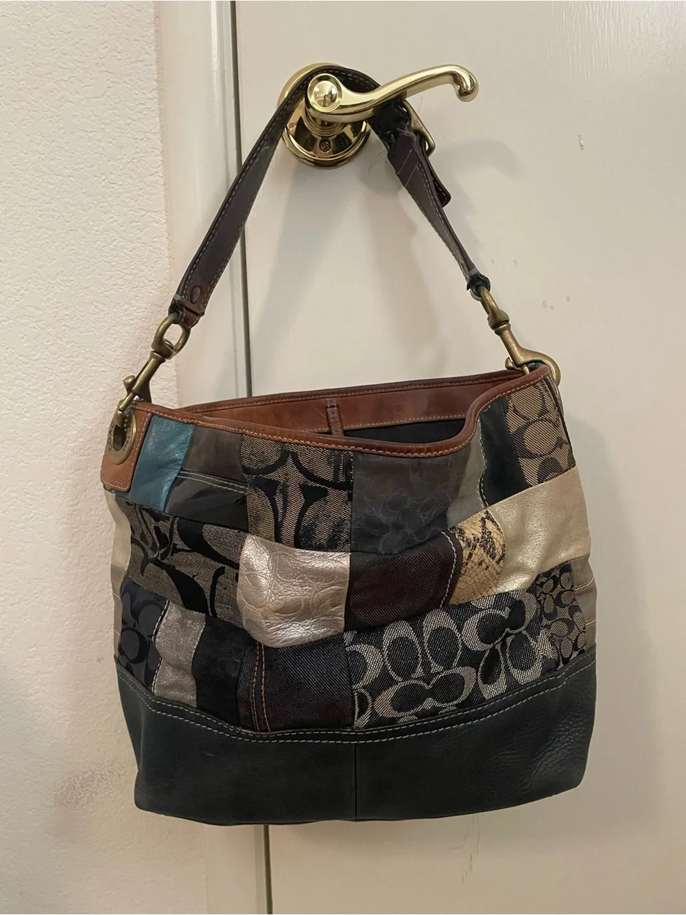 Coach Y2K Patchwork Denim Shoulder Tote